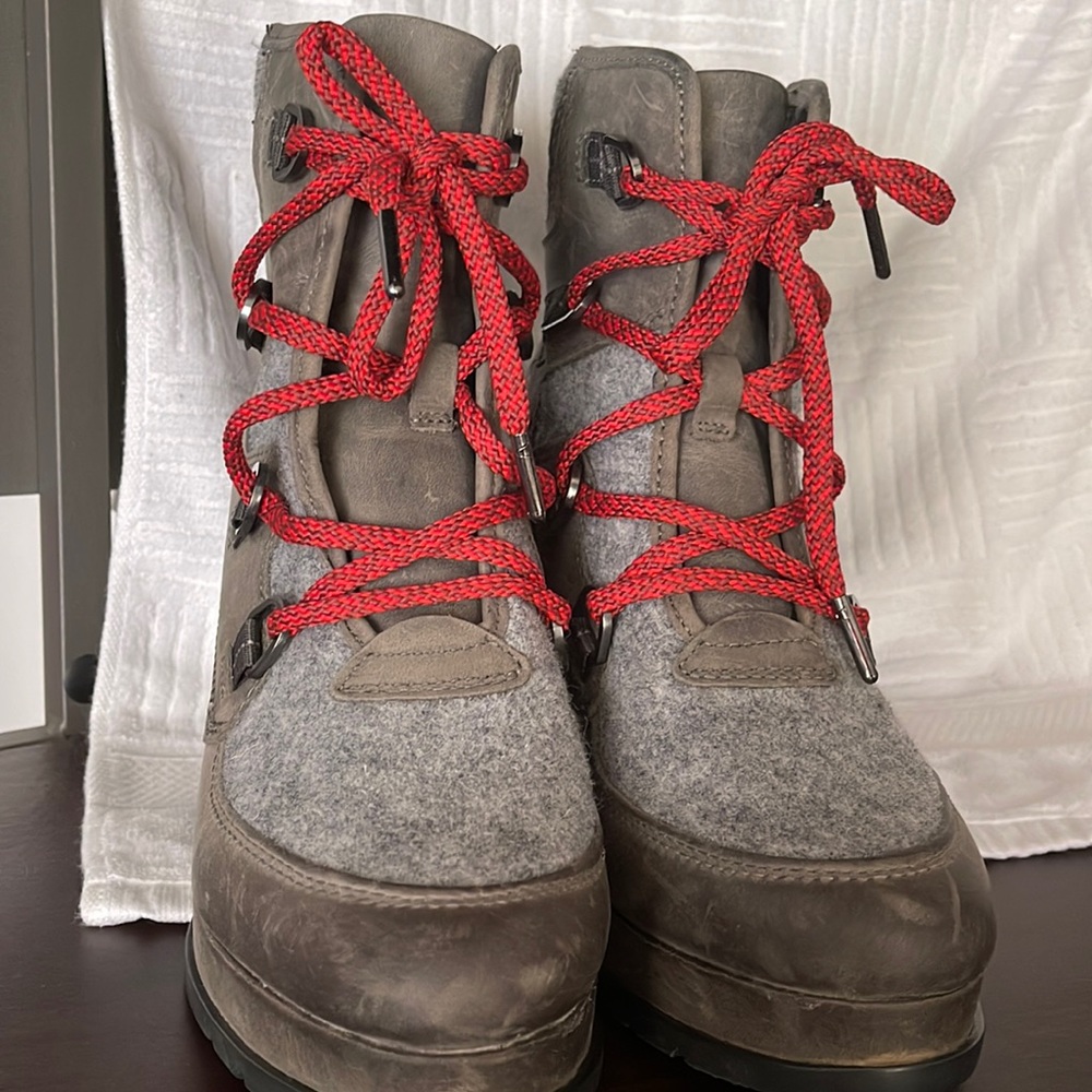 Sorel Women Blake Waterproof Lace-Up Gray Leather Hiking Boots US 9.5